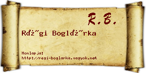 Régi Boglárka névjegykártya